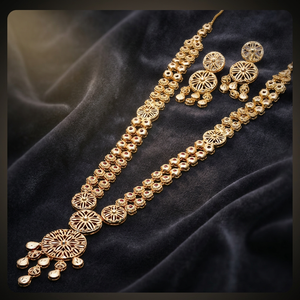 Venta al por mayor 14K 18K 24K chapado en oro formando joyería larga, joyería india de diseño floral, joyería de moda, joyería llena de oro de latón - Product Image 2