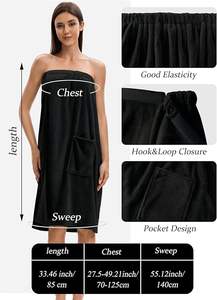 Serviette de bain personnalisée avec logo pour femmes, peignoir en tissu moelleux après la douche, serviette de sauna et de spa avec poches - Product Image 6