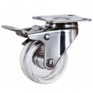 Stainless Steel Swivel Caster Wheel 125mm Clear Polyurethane/Phenolic Resin Flat Type Ball Bearing 100x80mm <b>Plate</b> Industrial Use - Product Image 6