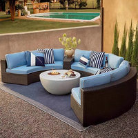 Europäischer Stil Outdoor Rattan-Sofa-Set - UV-Beständig & Wasserdicht für Garten, Terrasse & Patio
