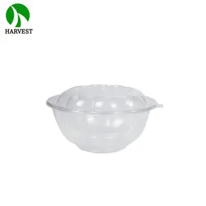 Transparent Round 24 Oz Disposable High Transparency Plastic Salad Flower Poke Bowl