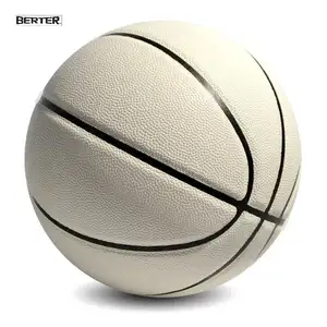 Topkwaliteit Officiële Maat Basketbaltraining Witte Aangepaste Print Bal In Bulk Outdoor En Indoor Game Basketbalbal