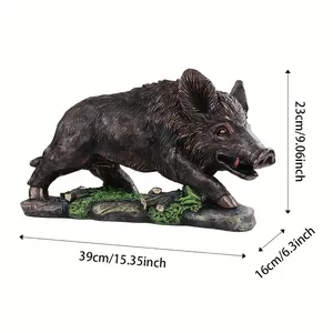 Sculpture réaliste d'attaque de <span class=keywords><strong>sanglier</strong></span>, détails réalistes des poils et des crocs, <span class=keywords><strong>figurine</strong></span> d'animal en résine artisanale, décoration d'intérieur - Product Image 6