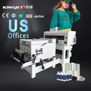 Impressora digital dtf para filme pet, máquina de impressão de camisetas e tecidos Kingjet USA, impressora dtf de 30 cm com cabeçotes de impressão xp600