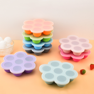 Contenedor de Almacenamiento de Alimentos de Silicona Homeplus con <span class=keywords><strong>7</strong></span> Cavidades, Molde de Silicona para Huevos, Bandeja de Hielo de Silicona con Tapa Transparente - Product Image 2