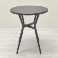 Table de café extérieure moderne, durable, légère, en métal noir et aluminium, 60 cm, étanche, facile à transporter, pour villas et cours