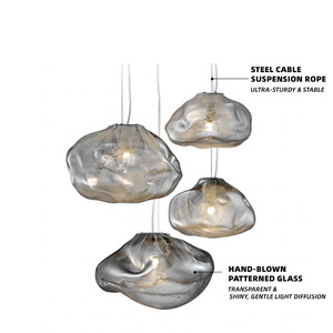 Nuovi <span class=keywords><strong>Lampadari</strong></span> a Sospensione <span class=keywords><strong>LED</strong></span> Nordici in Vetro Soffiato, Lampade Art Deco Circolari per Scale, Ristoranti, <span class=keywords><strong>Lampadari</strong></span> Contemporanei Rotondi - Product Image 5