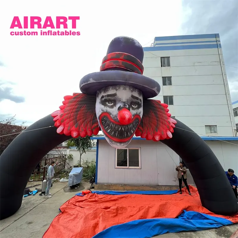 Arche de visage de clown d'horreur gonflable de grande taille, décoration d'activités de plein air pour exposition de fête de festival d'halloween