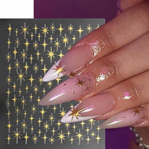 1 Pieza de Adhesivos para Uñas con Diseño de Explosión Estelar Y2K, Decoraciones Brillantes Doradas y Plateadas para <span class=keywords><strong>Manicura</strong></span> <span class=keywords><strong>Francesa</strong></span> con Láser, Calcomanías para Uñas DIY - Product Image 4