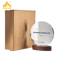 Trophée personnalisé en verre cristal gravé 2026 avec base en bois, plaque souvenir pour événements sportifs et reconnaissance d'entreprise – Chine