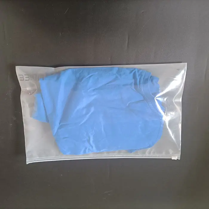 Reciclar PE deslizador cremallera un lado claro Otro Lado transluencia poli sujetador embalaje bolsa de plástico