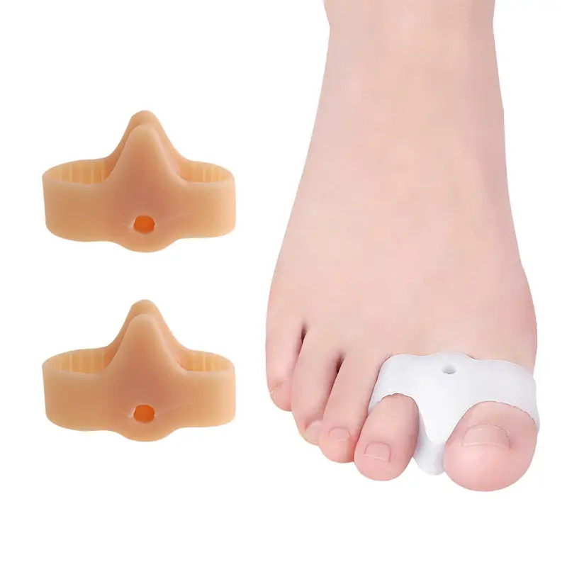 Soft 2 Holes Gel Toe Separator Toe Corrector Provide Cushioning Relieve Bunion Pain & Hammer Toes