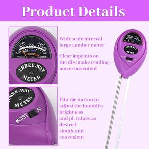 Bahçe PH test cihazı pH sensörü toprak nem ölçer bitki su monitör <span class=keywords><strong>3</strong></span>-in-1 dijital ekran 0.1pH doğruluk mor bahçe - Product Image 3