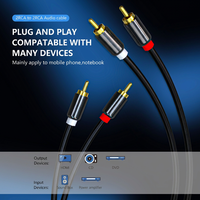 Kabel Audio Profesional 2 RCA Male ke 2 RCA Male dengan Housing Aluminium, Suara Jernih, Transmisi Sinkron, Kabel Stereo RCA untuk Speaker