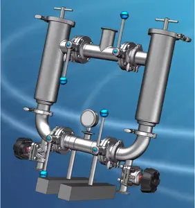 Vente directe d'usine lait laitier acier inoxydable 304 316L Double baril parallèle Pipeline sanitaire Tri pince filtre Duplex