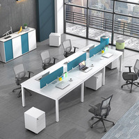 Bureau en L moderne personnalisé, table d'ordinateur, poste de travail de bureau, 4 personnes, bureau modulaire en bois