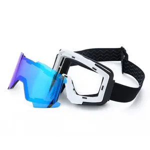 Groothandel Winter Sneeuw Sport Volwassenen Tpu Anti-Fog Magneet UV400 Double Layer Lens Skiën Goggles Magnetische Lenzen