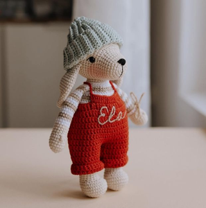 Conejito <span class=keywords><strong>de</strong></span> Orejas Largas Tejido a Mano al por Mayor con Lindo Sombrero y Ropa para Niños, Amigurumi <span class=keywords><strong>de</strong></span> Algodón, Regalos <span class=keywords><strong>de</strong></span> Cumpleaños para Niños - Product Image 4