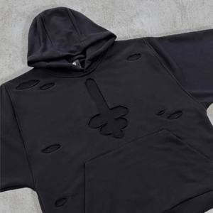 เสื้อมีฮู้ดสไตล์วินเทจสำหรับผู้ชายผ้าฟลีซผ้าฝ้าย100% คอตตอนเทอร์รี่ผ้าฟลีซแอซิดปัก3D มีฮู้ดทรงหลวมสำหรับฤดูหนาว - Product Image 4