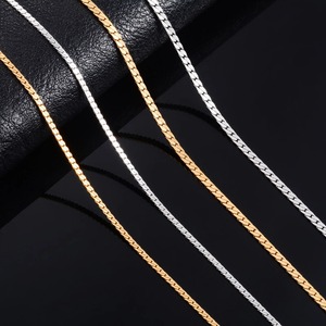 Collier fin en acier inoxydable, chaîne plate pour femmes et hommes, collier ras du cou tendance, couleur argent/or, accessoires de bijoux en métal - Product Image 2