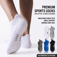 Chaussettes de sport athlétiques unisexe à logo personnalisé, en coton respirant, avec coussinets, anti-ampoules, pour la course à pied, vente en gros OEM en vrac