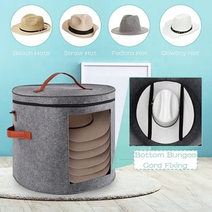 Boîtes de rangement pour chapeaux en <span class=keywords><strong>feutre</strong></span>, rondes, pliables, douces, de luxe, anti-poussière et anti-salissures, avec couvercle anti-poussière, pour le voyage et l'organisation des chapeaux, vente en gros - Product Image 5