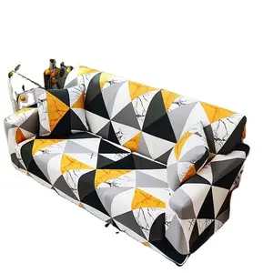 魔术定制设计绿色几何可伸缩沙发沙发套客厅3座沙发松套
