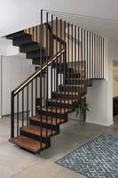 Escalier droit flottant en chêne blanc américain Zigzag double face avec balustrade en verre ou ronde