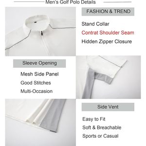 Polo de golf pour homme personnalisé, zippé, séchage rapide, haut de performance athlétique - Product Image 3