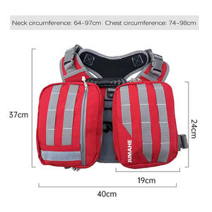 多機能ポリエステル製タクティカル大型犬用ハイキングハーネス、旅行やキャンプ用の取り外し可能なサドルバッグ付き - Product Image 5