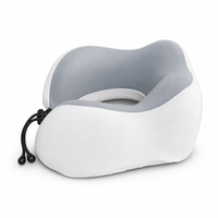 Oreiller de voyage ergonomique en mousse à mémoire de forme avec logo personnalisé, ensemble de sommeil 4-en-1 avec masque pour les yeux, bouchons d'oreilles et sac de rangement pour les vols en avion