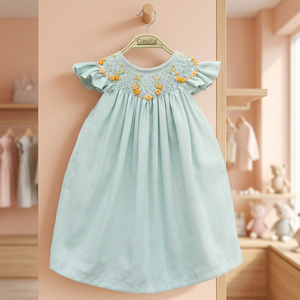 Robe à smocks pour filles mignonnes-robe personnalisée brodée à la main pour bébé fille-OEM-ODM - SM221110 - Product Image 3