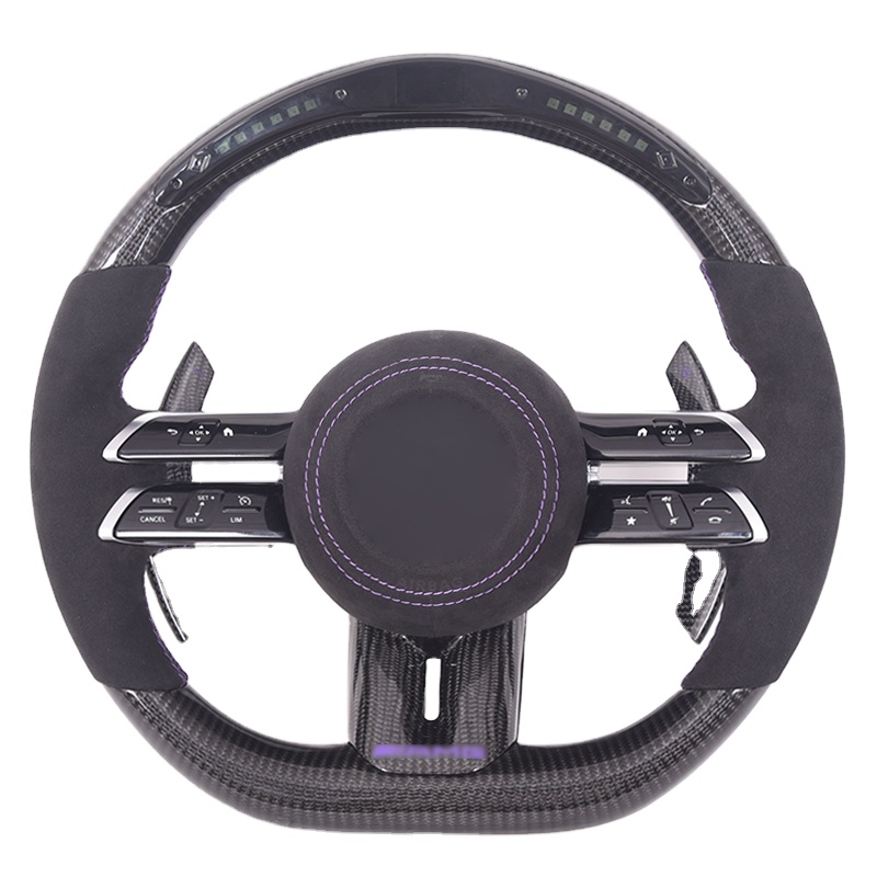 Высококачественное кожаное Автомобильное рулевое колесо из углеродного волокна со светодиодной подсветкой для Benz AMG