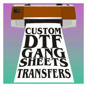 Pegatinas personalizadas DTF en hoja para planchar, impresión UV DTF para camisetas, transferencias de tela DTF para ropa, diseños de transferencias DTF - Product Image 1