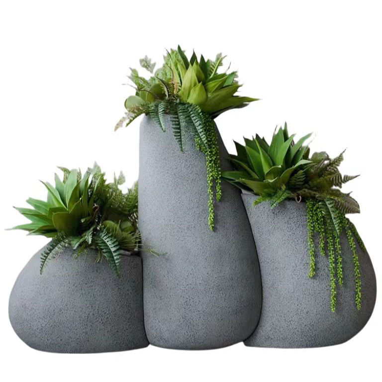 Wholesale Indoor Green Fiber Clay Flowerpot For Home & Garden Landscape Plant Pot Planter Customized Oem Succulent Planter