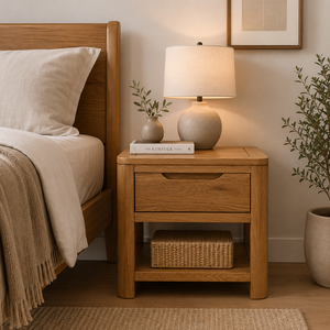 Mesita de Noche Escandinava de Madera Maciza con Cajón de Almacenamiento y Estante Inferior, Gabinete Contemporáneo para Dormitorio - Product Image 5