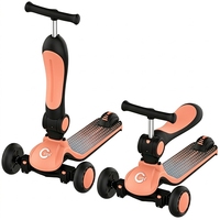 Trottinette pour enfants en aluminium avec guidon en T, plateau en PP, roues en PU lumineuses, largeur de roue réglable, siège enfant, roulements ABEC-7, pliable, 1,5-8 ans