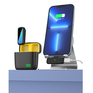 Micrófono de solapa profesional inalámbrico universal Micrófono de videocámara Transmisión en vivo para teléfono <span class=keywords><strong>Android</strong></span> Estuche de carga 24H - Product Image 6
