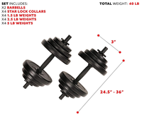 Gym Home Use Training Fitness 20 Kg Poids réglables Ensemble d'haltères en caoutchouc Bodybuilding