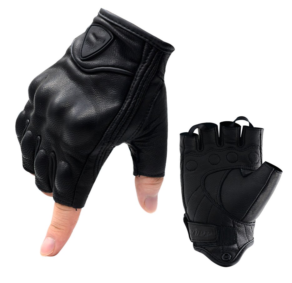 Кожаные перчатки для велоспорта на открытом воздухе, перчатки с открытыми пальцами для езды на мотоцикле, велосипедные перчатки для взрослых мужчин
