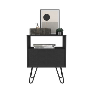 Comodino Skyoner con un cassetto, gambe a forcina, finitura nero wengue - Product Image 4