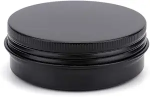 2 Oz Round Lip Balm Tin Cans Aluminum Cosmetic Sample Containers With Screw Lid - Matte Black Metal Empty Tins Jars