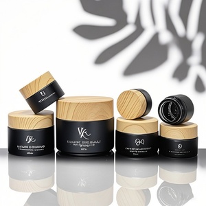 In Stock 5g 10g 20g 30g 60g Cosmetic Glass Jar Wood Grain Lid Frosted Clear 50g 100g Glass Cream Jar With Bamboo Plastic Lids - Product Image 5