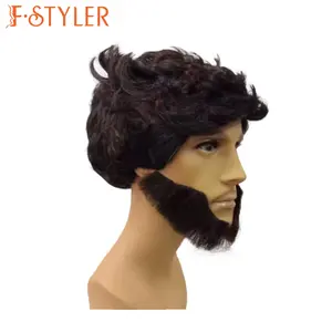 FSTYLER perucas curtas marrons masculinas Halloween Carnaval perucas HotSale venda por atacado Personalizar fábrica perucas cosplay partysynthetic