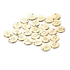 Fine Gold Plated Filled Alphabet Letter Beads Non Tarnish Small Pendants And Charms For Jewelry Making