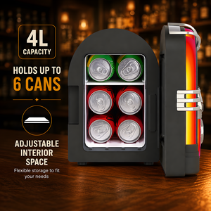 Mini-réfrigérateur en acier inoxydable, capacité 6 canettes (4 litres), pour haut-parleur 3W, refroidit 27-36°F, 12V DC/AC, voiture et maison - Product Image 4