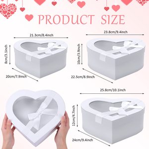 Boîtes en carton personnalisées en forme de cœur blanches, lot de <span class=keywords><strong>3</strong></span> avec fenêtre et ruban, style romantique pour cadeaux personnalisés - Product Image 2