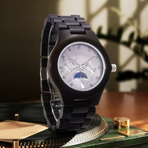 Reloj de Cuarzo Clásico Retro Multifuncional con Esfera de Mármol y Madera, Diseño de Sol, Luna y Estrellas, para Envío Directo Transfronterizo - Product Image 2