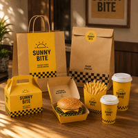 Boîtes à plats en papier kraft personnalisées imprimées, jetables, pour la restauration rapide, les restaurants, les ailes de poulet, les hamburgers, les frites
