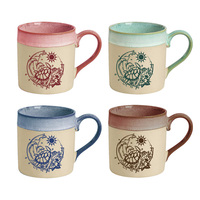 Tasse à café en céramique réactive à motif tortue marine, avec boîte couleur, en porcelaine, pour lait, personnalisable OEM ODM